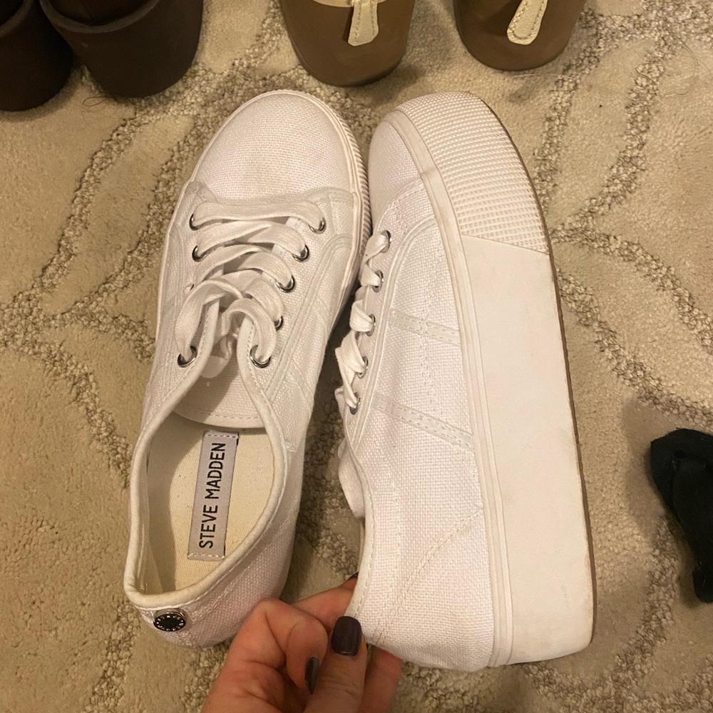 White Steve Madden Platform Sneaker
